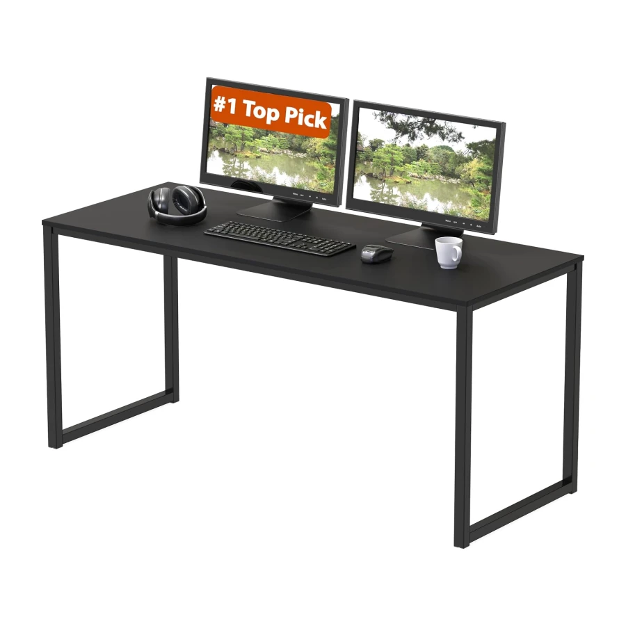 SHW Mission 48-Inch Home Office Computer Desk, Black | 122 x 60 cm