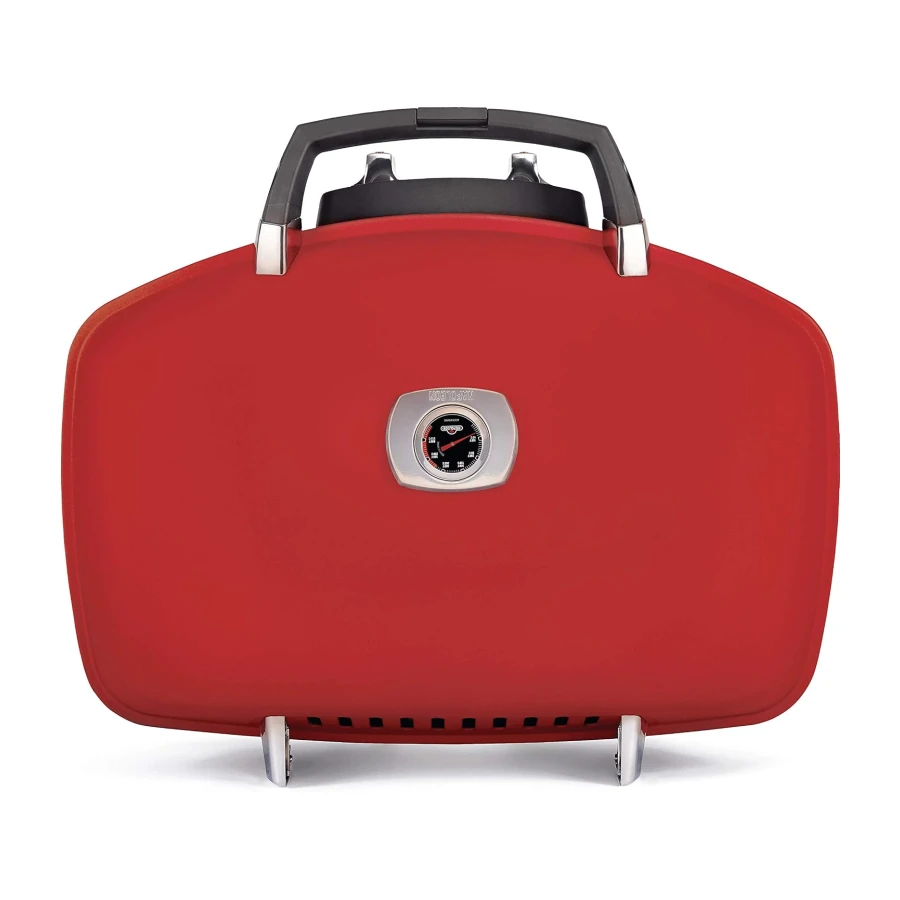 Napoleon TravelQ 285 Portable Gas Bbq Grill, Propane, Red Lid - TQ285-Rd-1-A – Two Burners, Cast Iron Cooking Grids, Comes with Drop-In Griddle, Ideal for Camping & Tailgating