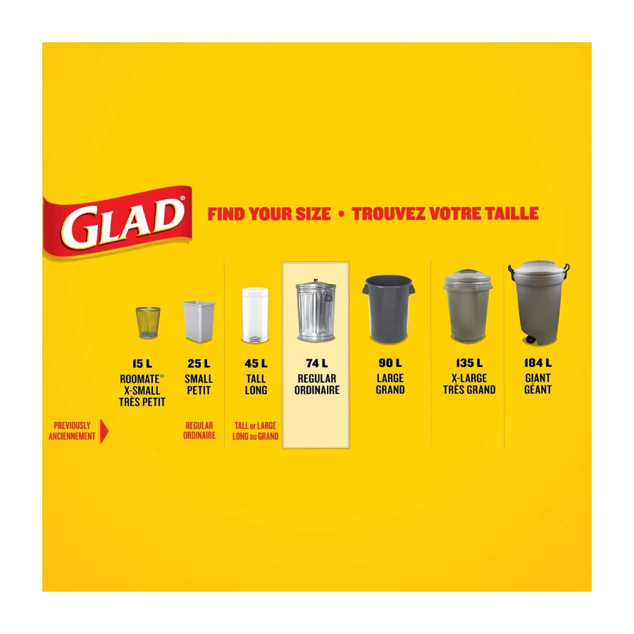 Glad Blue Recycling Bags - regular 74 litres - 40 Trash Bags 40 count, Made in Canada of Global Components