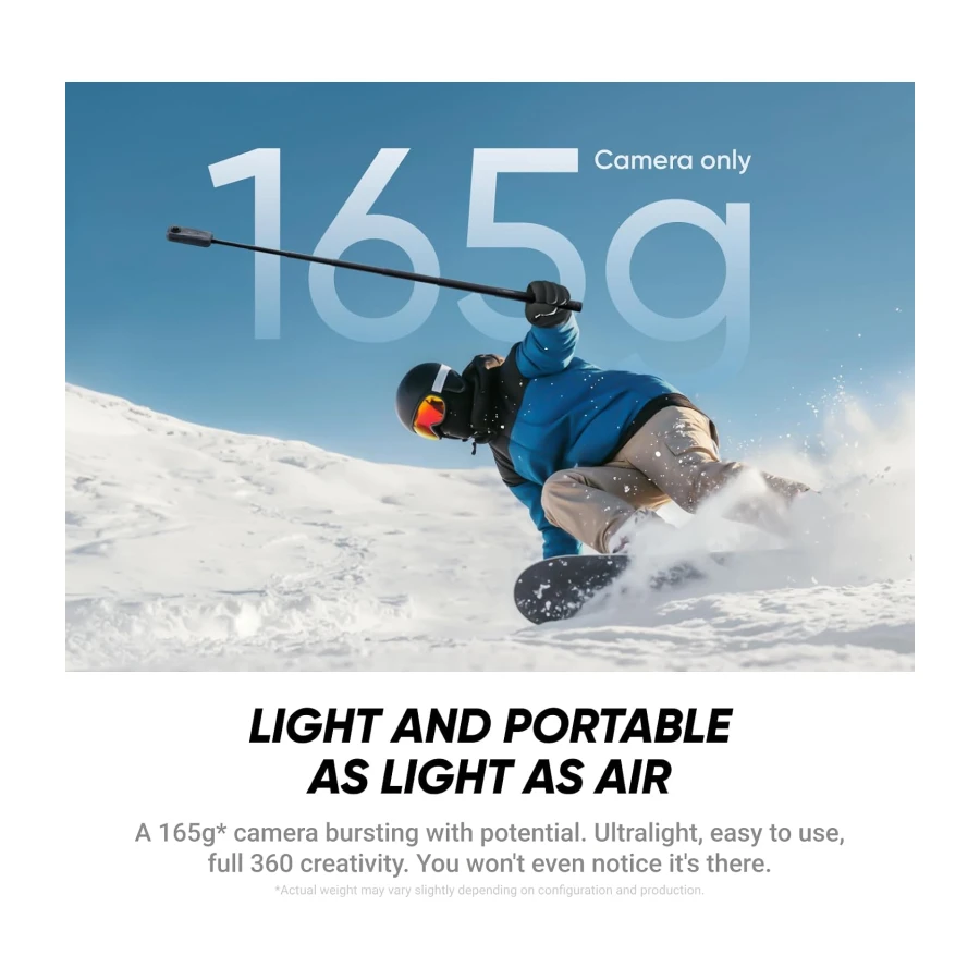 Insta360 X4 Air Starter Bundle - Lightweight 165g 8K 360 Camera, Invisible Selfie Stick, Replaceable Lenses, Shoot First & Frame Later, Built-in Wind Guard, FlowState Stabilization, AI-Powered App