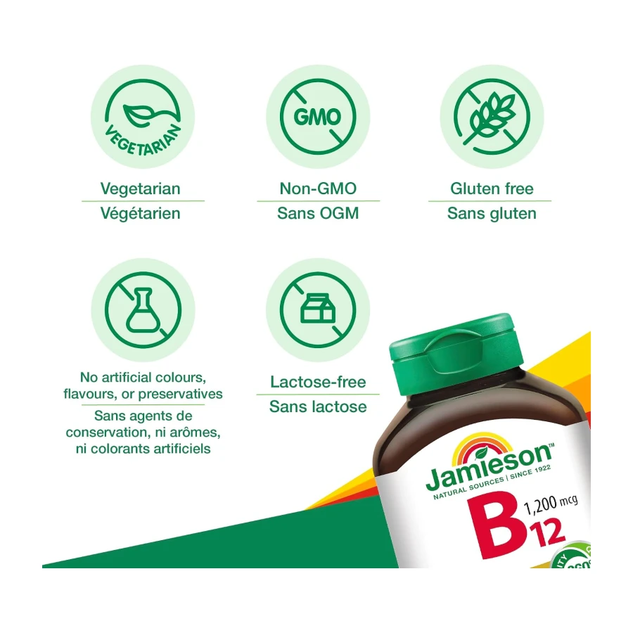 Jamieson Vitamin B12 Methylcobalamin 1,200 mcg Tablets