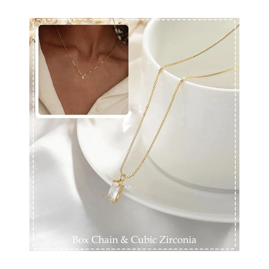 ZHESHY 14K Gold Plated Birthstone Necklace for Women