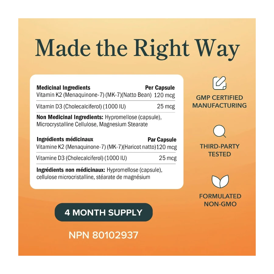 Vitamin D3 K2 | Bone & Teeth Support | Vitamin K2 120mcg + Vit D3 1000iu · Selection 2