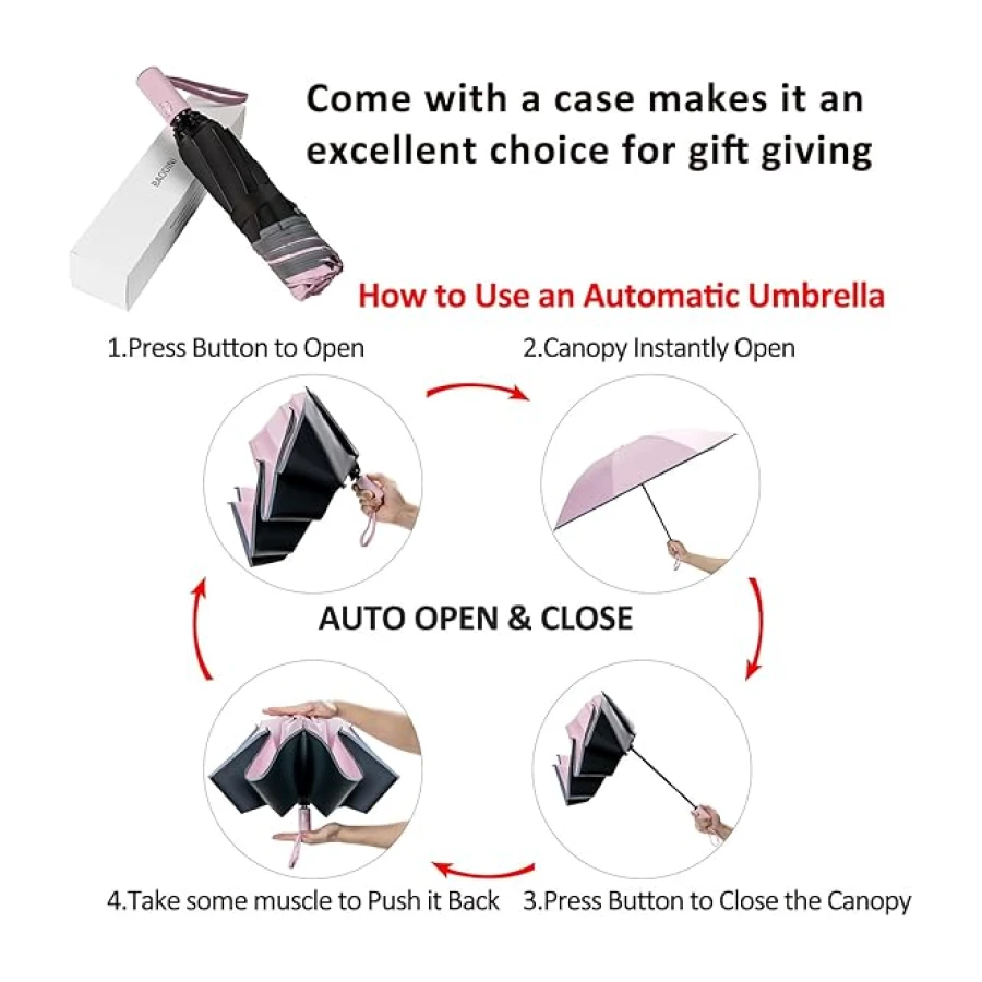UV Umbrella Protection Sun Compact Windproof Reverse Umbrella’s for Rain-Automatic Folding Inverted Car Travel