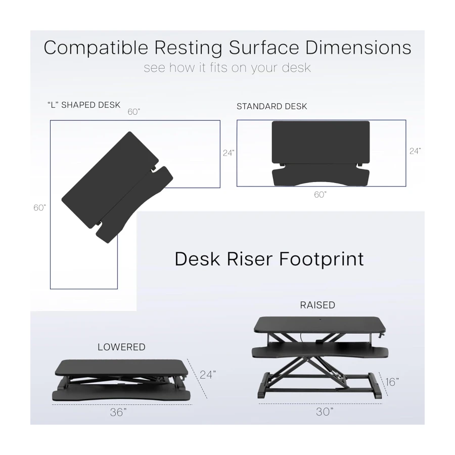 VIVO 36 inch Desk Converter, K Series, Height Adjustable Sit to Stand Riser