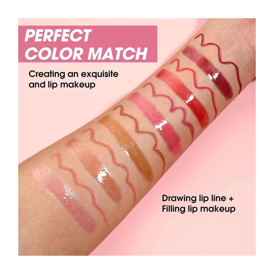 Matte Lip Liner Lip Oil Set, Lip Makeup Set Natural Smooth