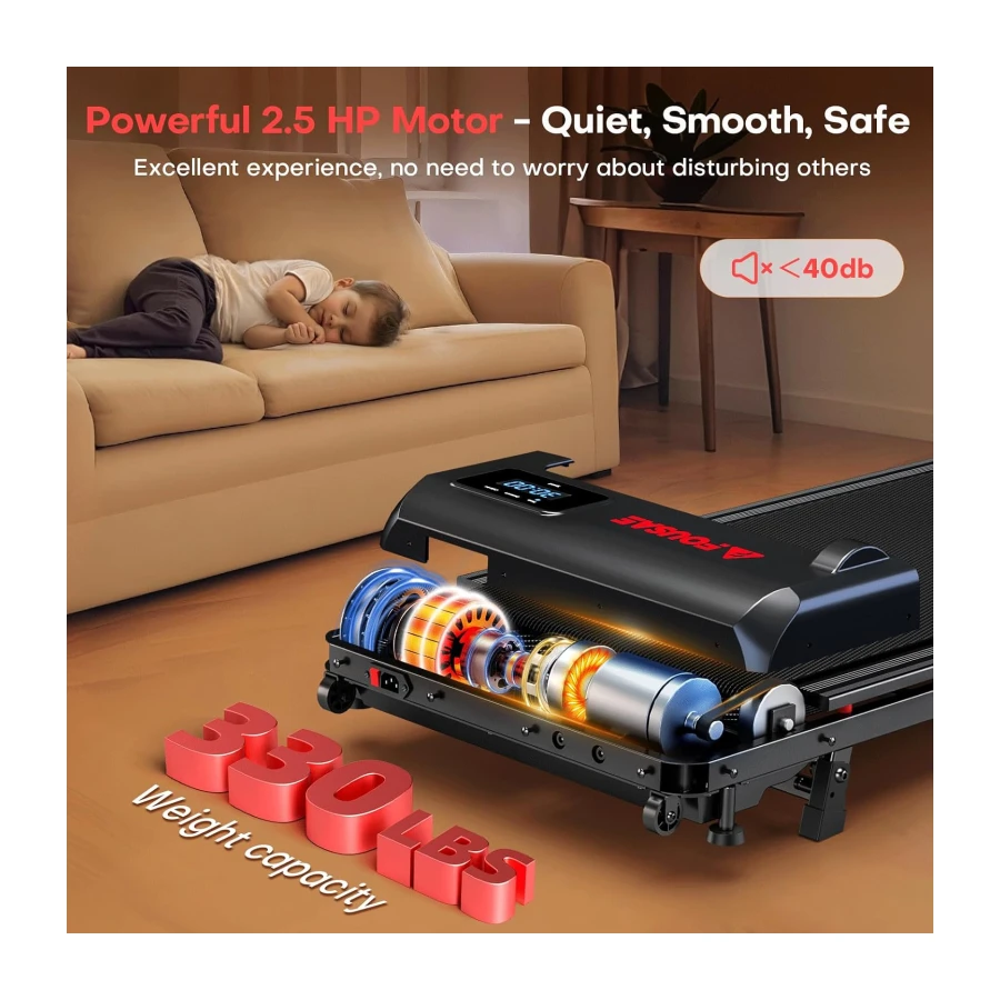 Walking Pad, FOUSAE 3 in 1 Max 6.2 MPH Treadmill for Home with Double Frame