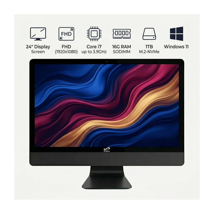 STGSivir All in One Computer PC,24" FHD Display,Core I7