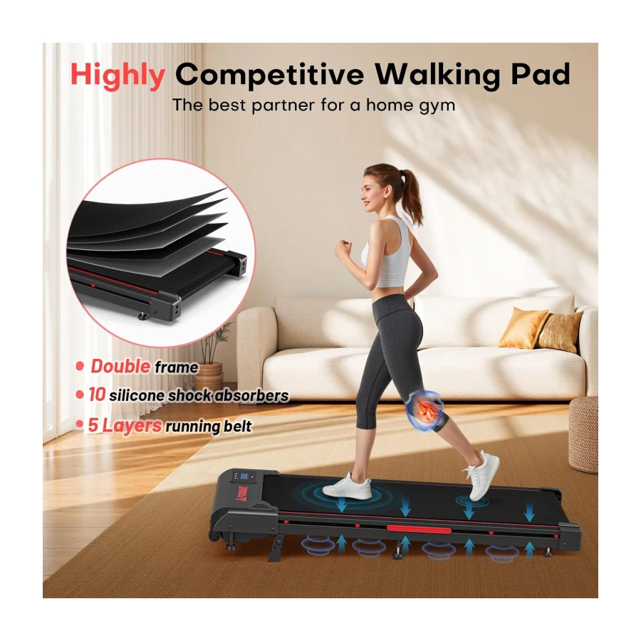 Walking Pad, FOUSAE 3 in 1 Max 6.2 MPH Treadmill for Home with Double Frame