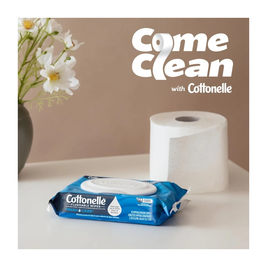 Cottonelle Fresh Care Flushable Wet Wipes, Adult Wet Wipes, 4 Flip-Top Packs, 42 Wipes per Pack (168 Total Flushable Wipes)