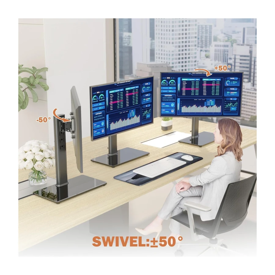 Single LCD Computer Monitor Free-Standing Desk Stand Mount Riser