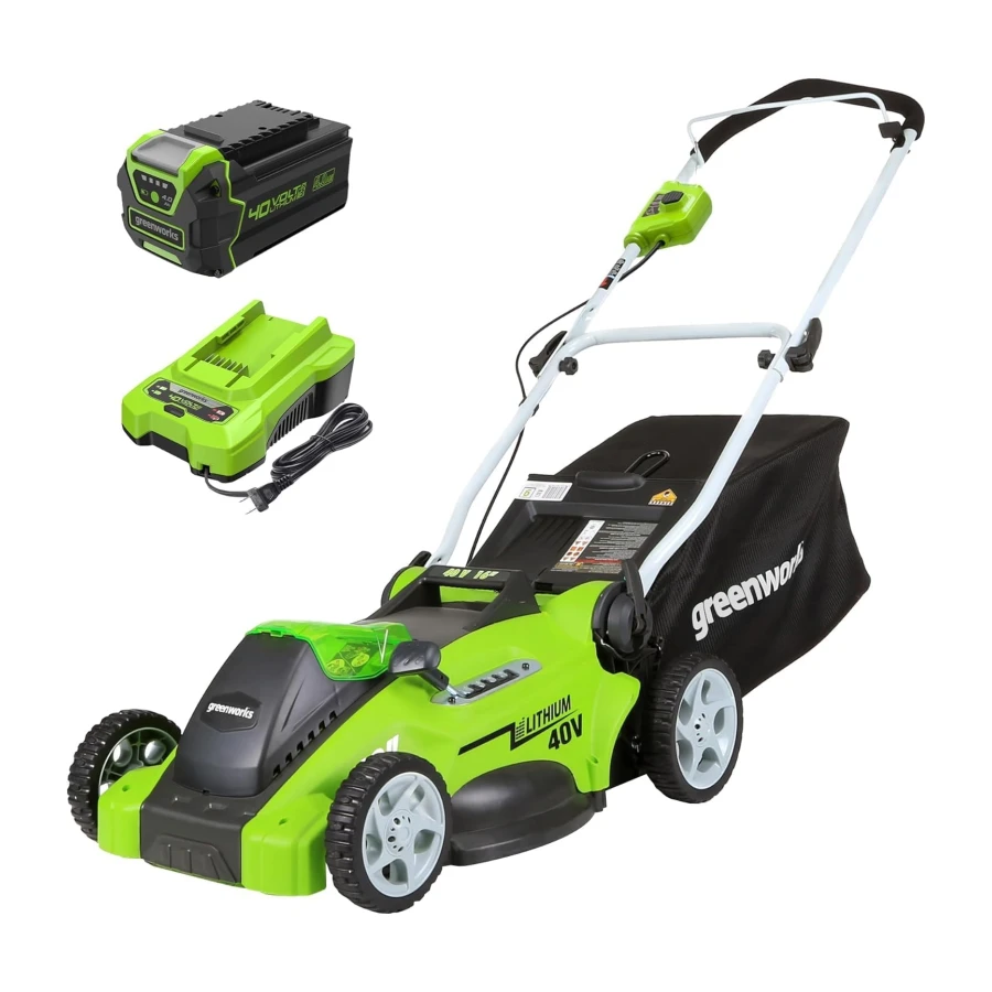 Greenworks 40V 16-inch Cordless Lawn Mower, 4.0 Ah Battery and Charger Included 25242