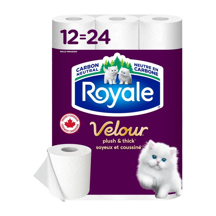 Royale Velour Toilet Paper, 12 Equal 24 Rolls, 142 Bathroom Tissues per roll