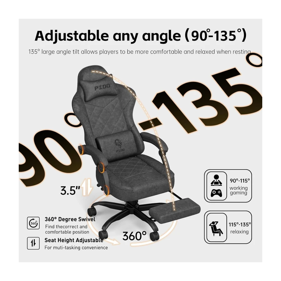 Gaming Chair for Adults, Ergonomic Gaming Chair, Computer Chair with Lumbar Support