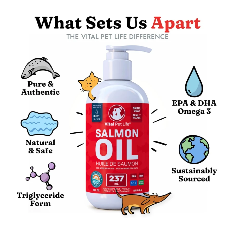 Salmon Oil for Dogs 237 mL, Healthy Skin & Coat Liquid Fish Omega 3 DHA EPA