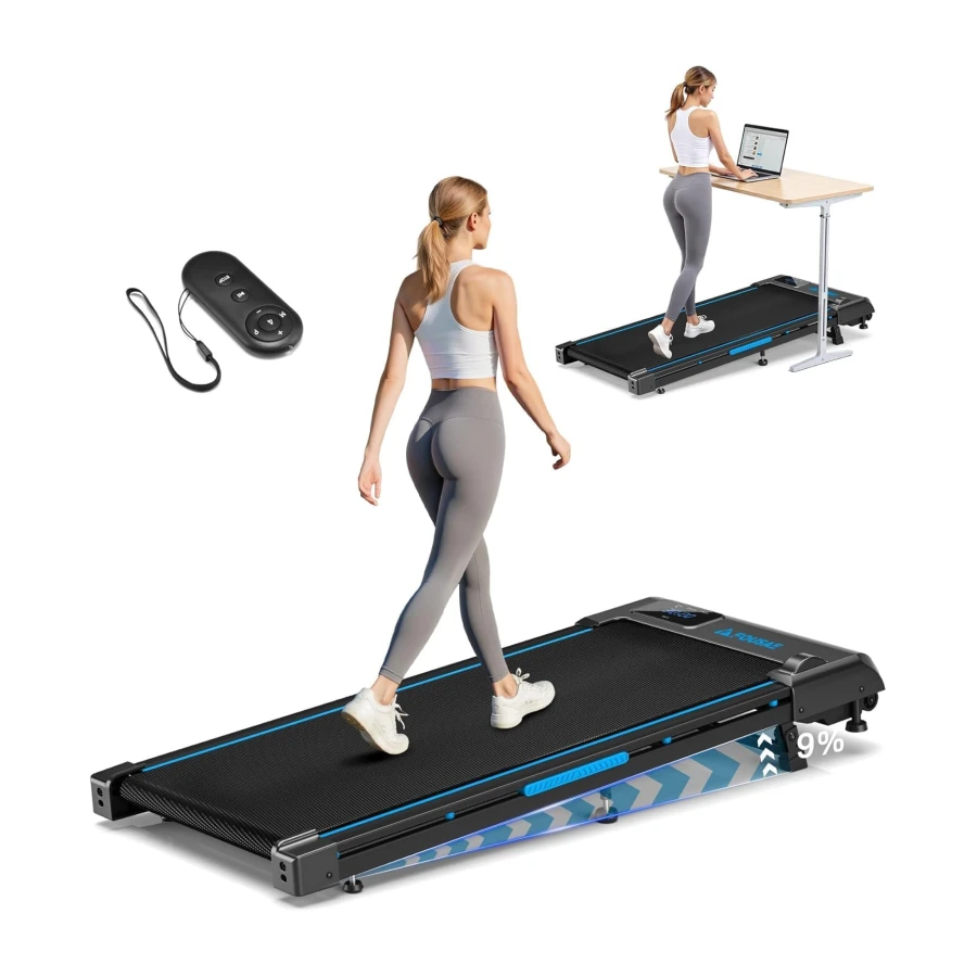 Walking Pad with 9% Incline, FOUSAE 3 in 1 6.2 MPH Treadmill for Home with Double Frame