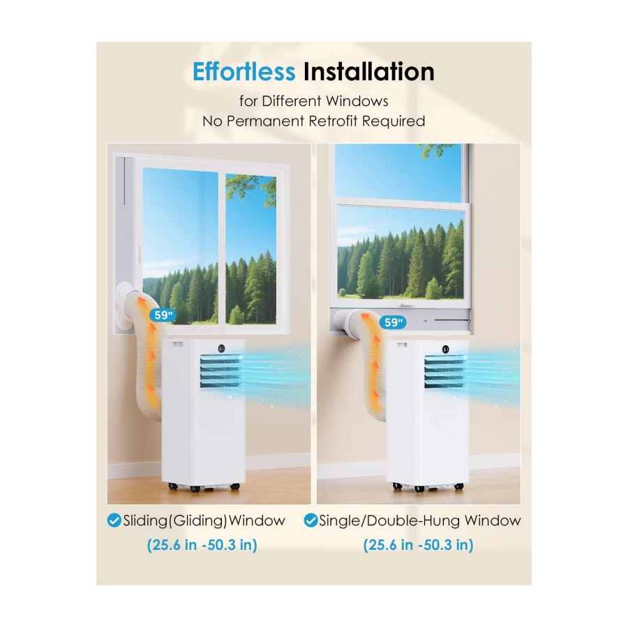 4-in-1 Portable Air Conditioner 8000 BTU, Air Conditioner Unit with Cooling Fan Dehumidifier Modes, Timer, LED Display, 2 Control Ways & Window Kit, Compact AC for Room, Office, Bedroom, Baseroom