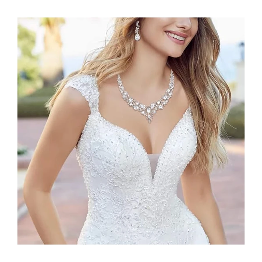Women's Wedding Bridal Austrian Crystal Teardrop Cluster