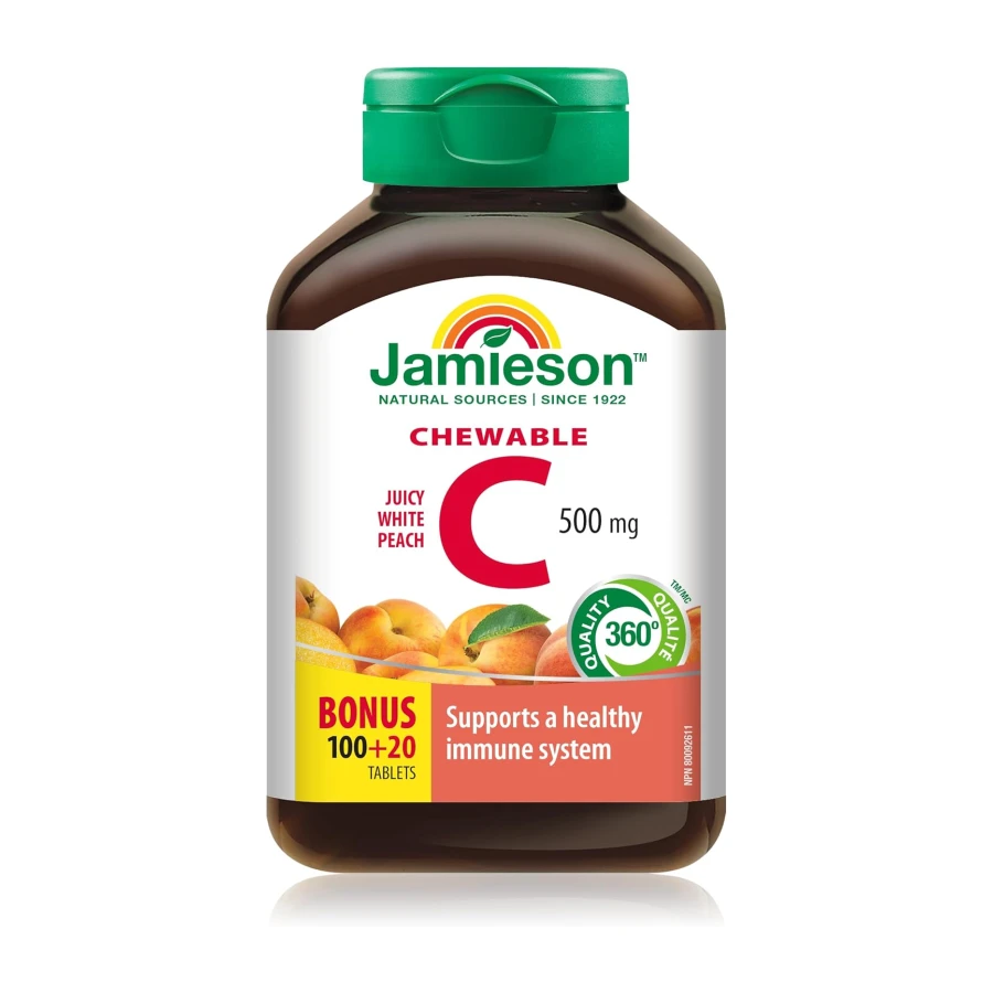 Jamieson Chewable Vitamin C 500 mg Juicy White Peach Flavour