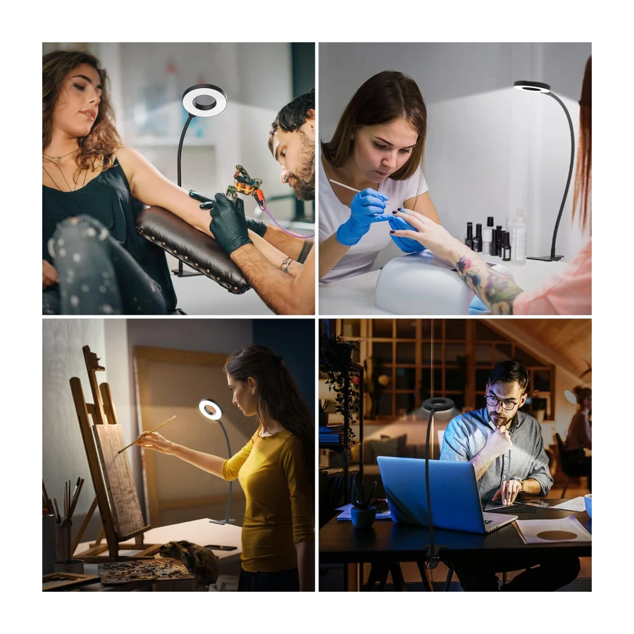 iZELL Desk Lamp, LED Reading Light with Clamp, 3 Color Modes