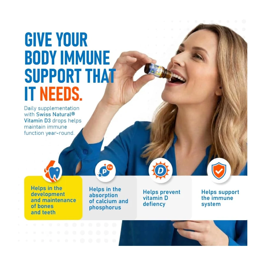 Swiss Natural Vitamin D3 Liquid Drops 1000 IU