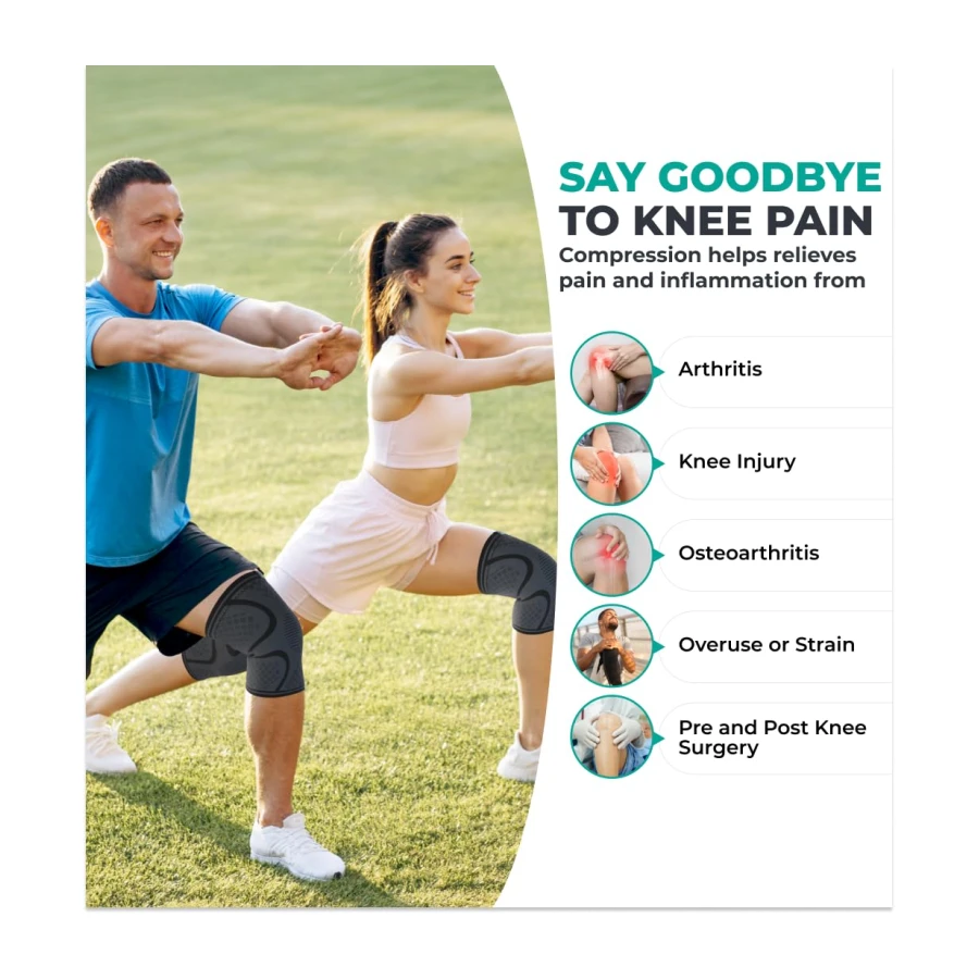 Modvel Compression Knee Brace for Women & Men - 2 Pack Knee Brace for Women Running Knee Pain, Knee Support