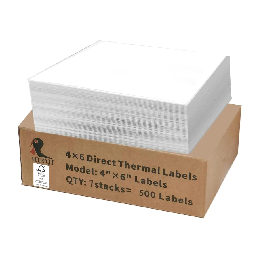 4x6 Thermal Labels 500/Stack, Shipping Thermal Labels 4x6 Fanfold Compatible with Rollo, Zebra, MUNBYN Printers