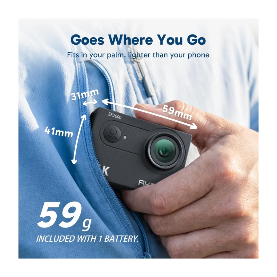AKASO EK7000 4K30FPS 20MP WiFi Action Camera with EIS Ultra HD 131FT Waterproof Underwater Camera Remote Control 4X Zoom Support External Microphone Black