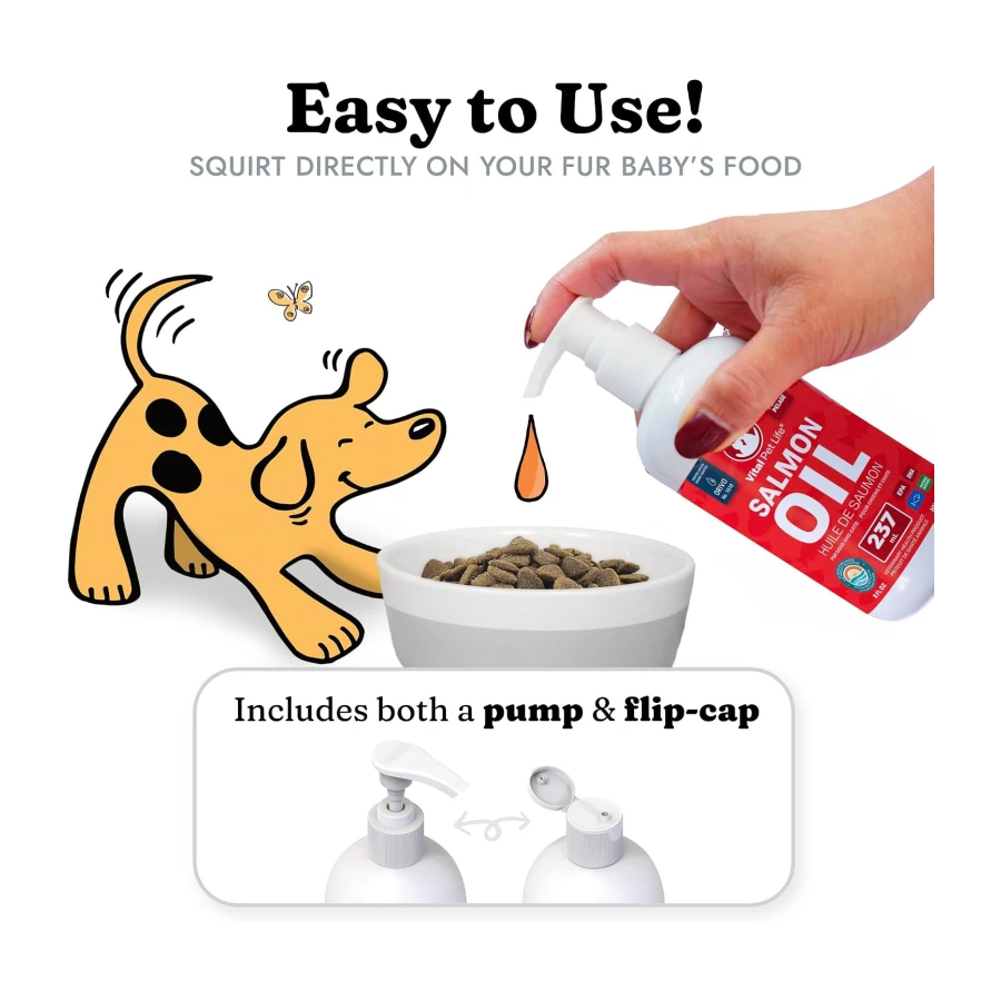 Salmon Oil for Dogs 237 mL, Healthy Skin & Coat Liquid Fish Omega 3 DHA EPA