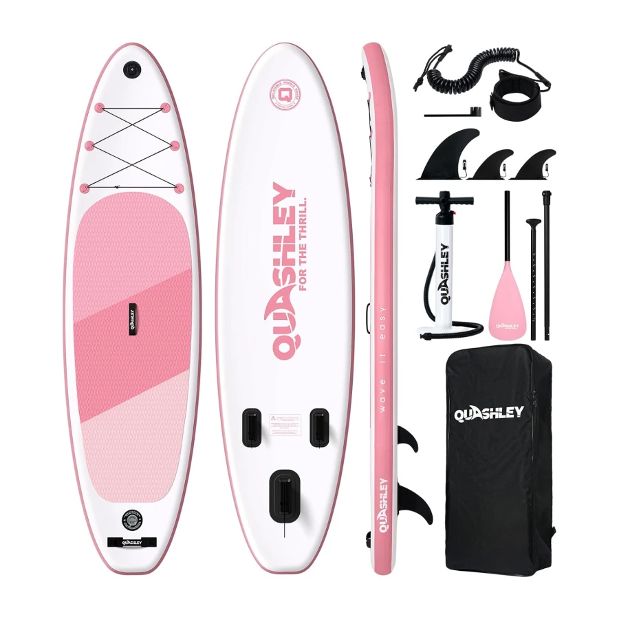 Quashley Inflatable Stand Up Paddle Board,Inflatable Paddleboards 32/34 Inch Wide,All Around SUP for Beginners with Lightweight Paddle,Hand Pump,Backpack,Leash,Durable & Portable iSUP Board