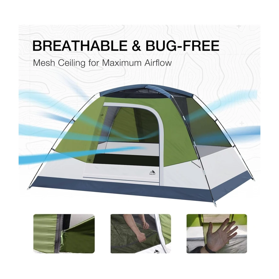 Camping Tent,2/4/6 Person Tent with Rainfly & Large Mesh Windows, Waterproof, Easy Setup - Tents for Family,Camping, Hiking,Backpacking and Outdoor