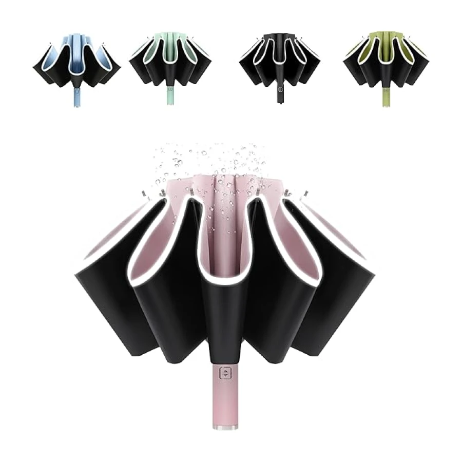 UV Umbrella Protection Sun Compact Windproof Reverse Umbrella’s for Rain-Automatic Folding Inverted Car Travel