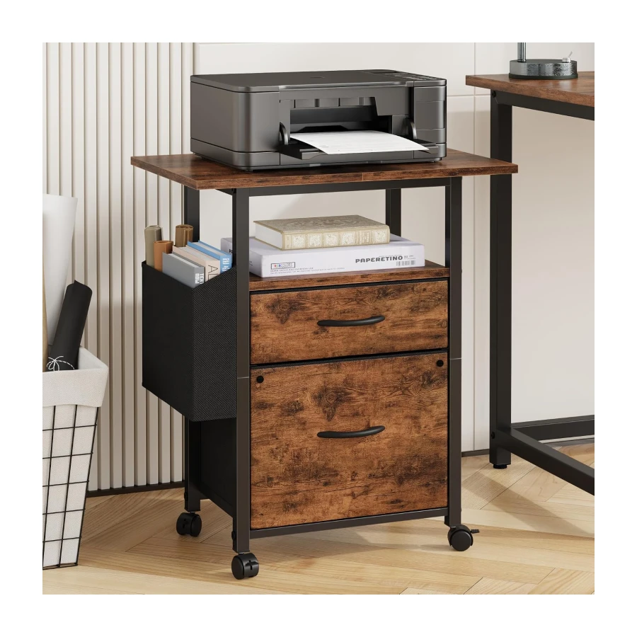 GYIIYUO 2 Drawer File Cabinet with 24'' Extended Tabletop, Mobile Filing Cabinet