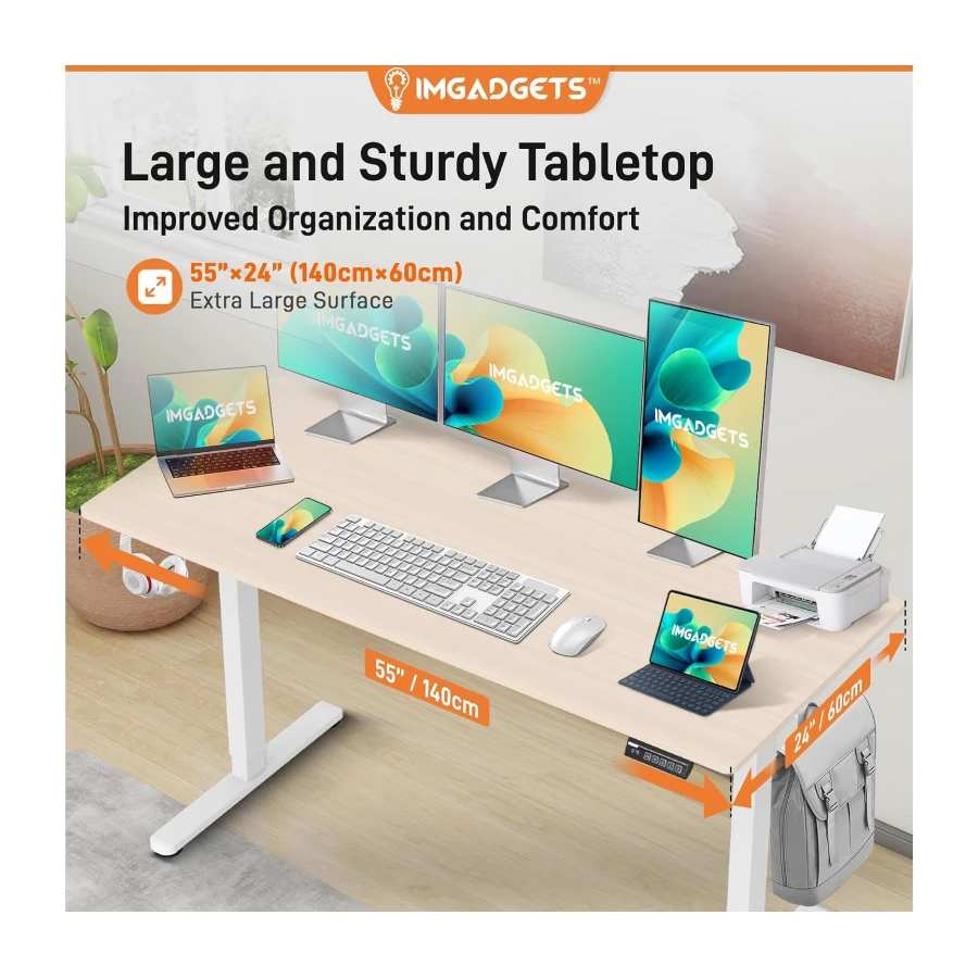 IMGadgets Electric Standing Desk 55x24 Inches Height Adjustable Desk
