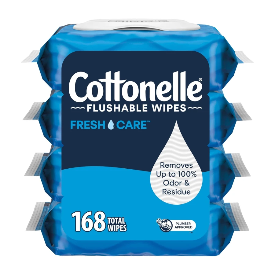 Cottonelle Fresh Care Flushable Wet Wipes, Adult Wet Wipes, 4 Flip-Top Packs, 42 Wipes per Pack (168 Total Flushable Wipes)