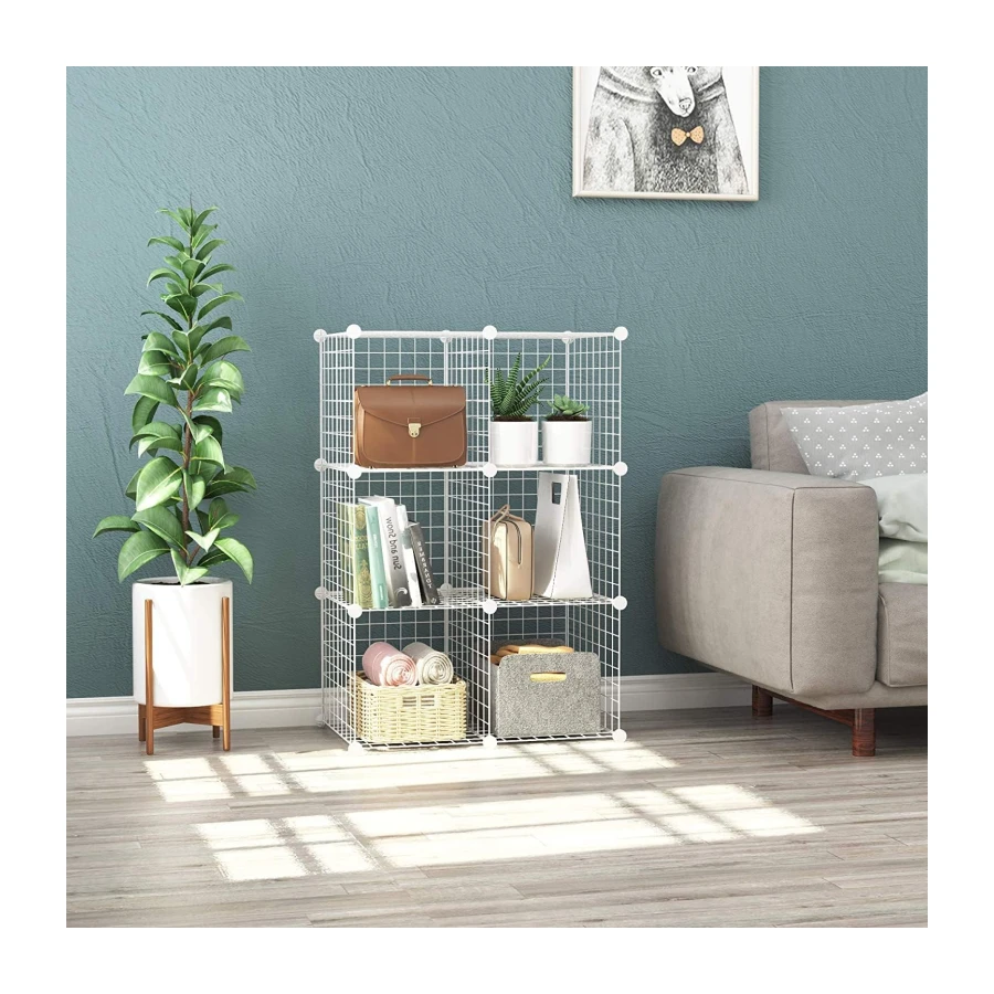 C&AHOME Wire Cube Storage, 6-Cube Storage Shelves Closet Organizer, White