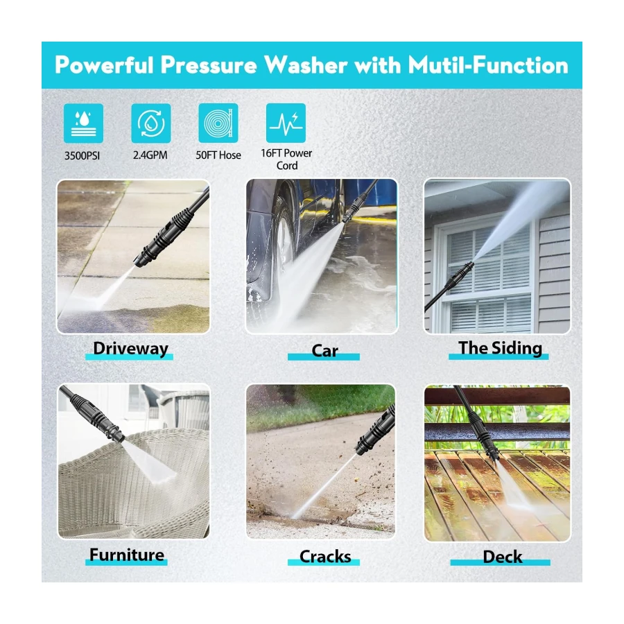 Electric Pressure Washer 4000PSI High Pressure Washer with 23ft Outlet Hose and Adjustable Nozzle, 2.6GPM Power Washer with Soap Cannon for Car, House, Patio Cleaning