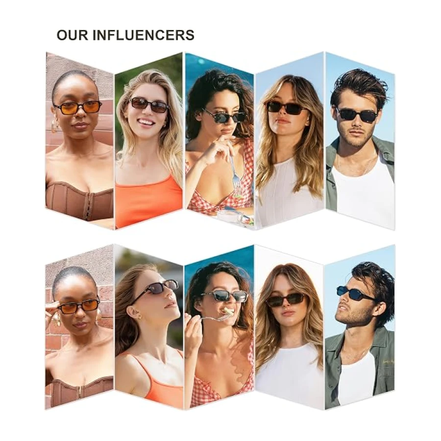 SOJOS Trendy Rectangle Polarized Sunglasses Womens Mens, Small Retro Fashion Thin Slim Square Sunnies SJ2610