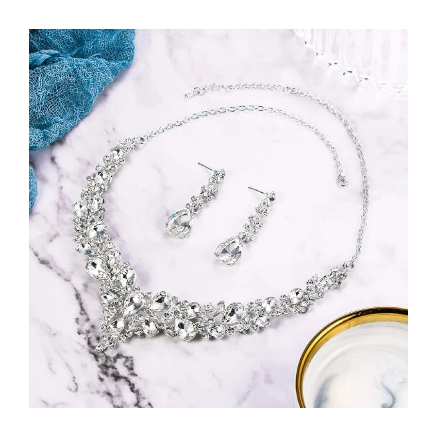 Women's Wedding Bridal Austrian Crystal Teardrop Cluster