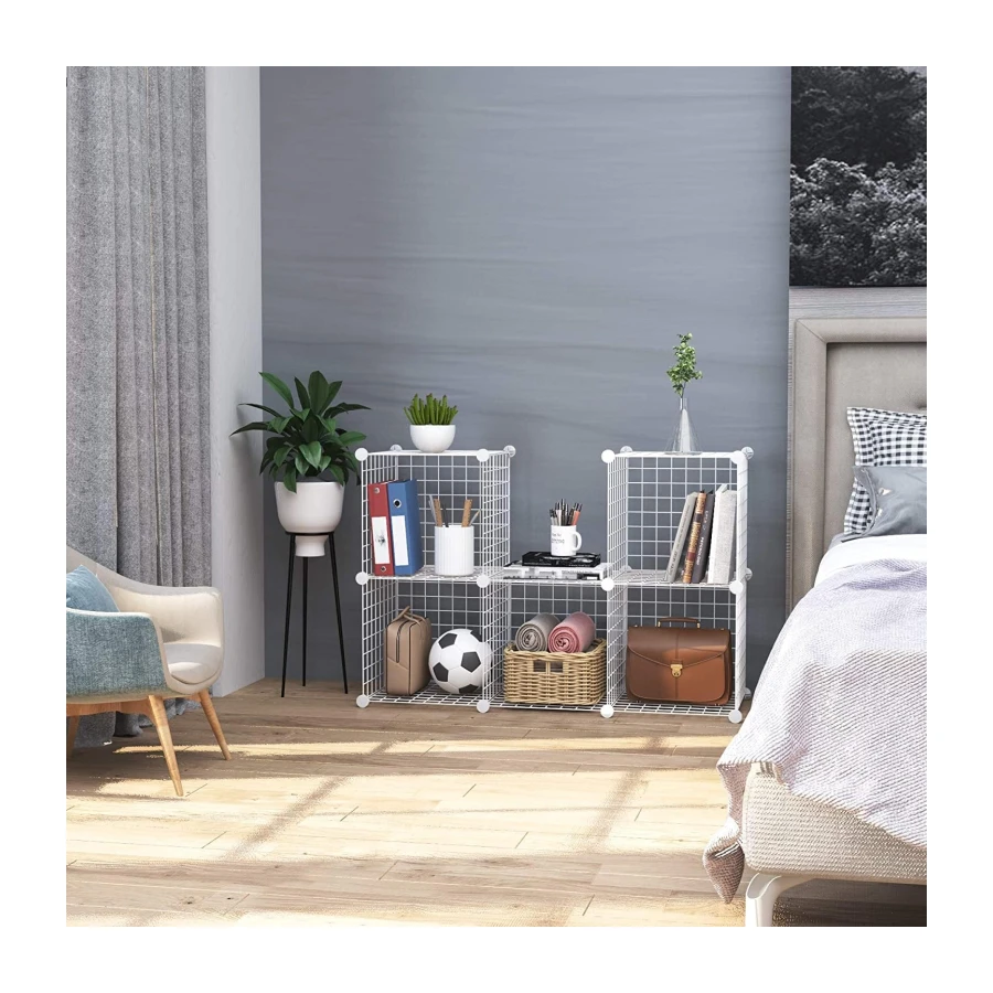C&AHOME Wire Cube Storage, 6-Cube Storage Shelves Closet Organizer, White
