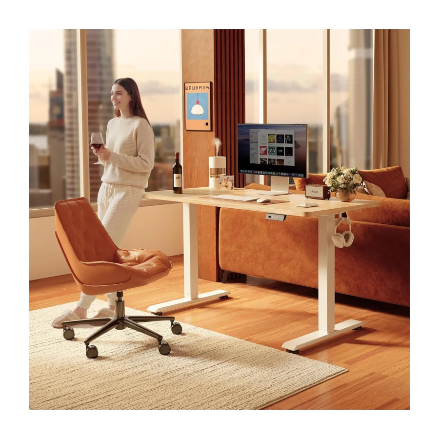 FEZIBO Standing Desk 47 x 24 Inch, Height Adjustable Desk with Memory Buttons, Electric Sit Stand Desk