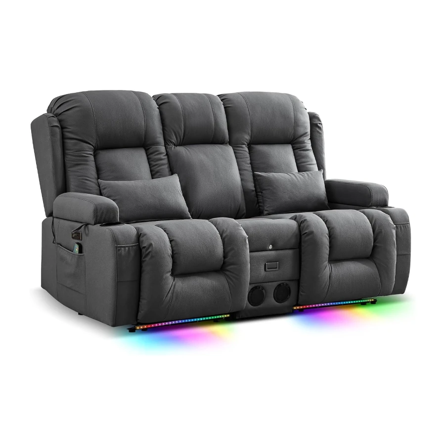 TUNYI Power Loveseat Recliner Sofa with Massage & Heat Home Theater Seating
