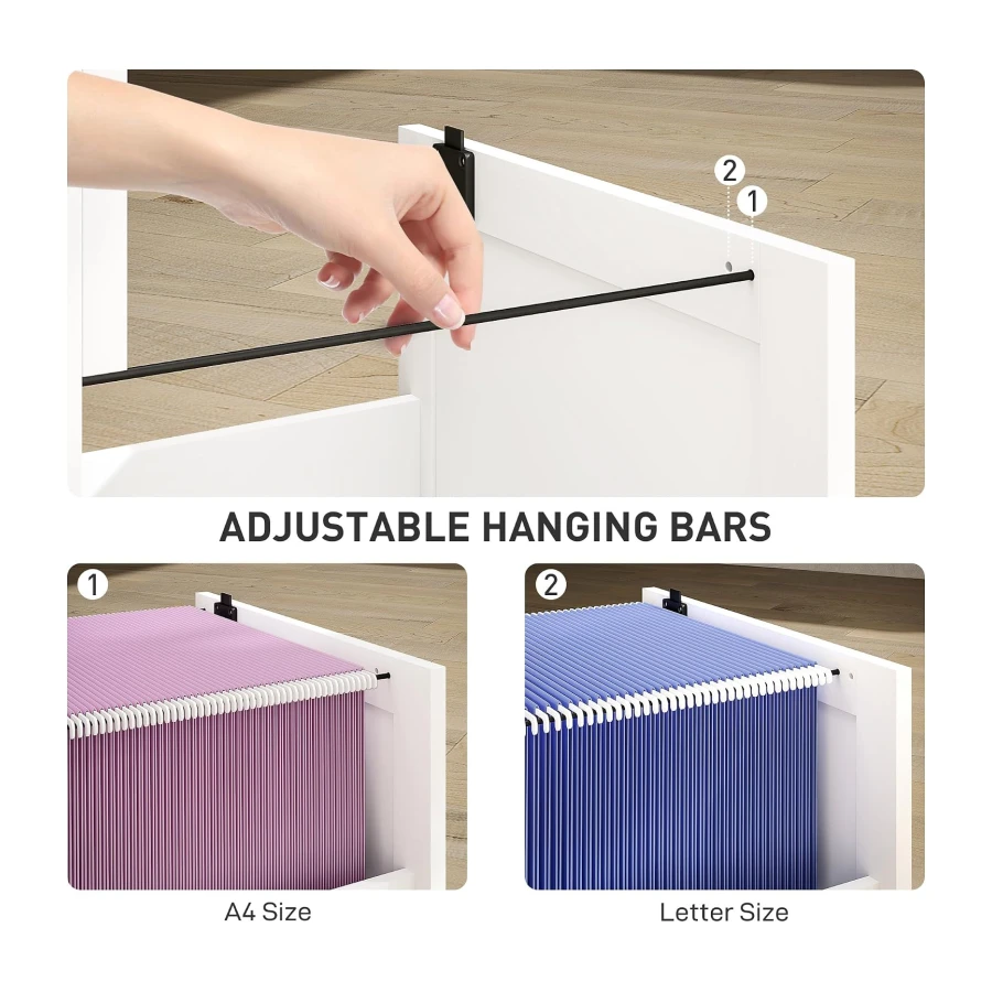 HOMCOM 3 Drawer File Cabinet with Lock Vertical Filing Cabinet