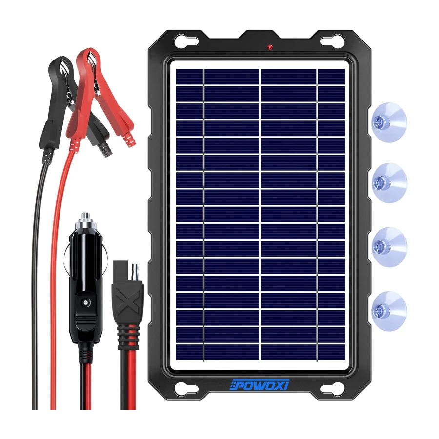 Solar Battery Trickle Charger for Car Battery, Portable and Waterproof Solar Battery Maintainer, Amorphous Silicon Solar Panel car Battery Charger (Solar Battery Charger 7.5W
