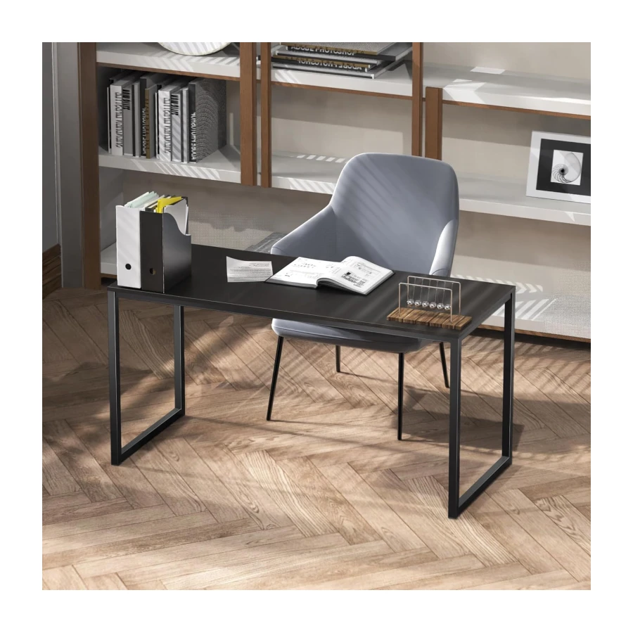 SHW Mission 48-Inch Home Office Computer Desk, Black | 122 x 60 cm
