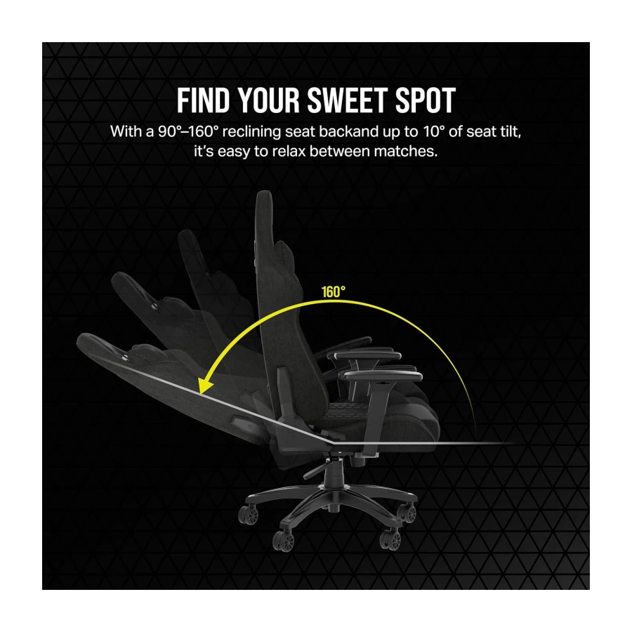 Corsair TC100 Relaxed Gaming Chair - Fabric - Racing-Inspired Design - Lumbar Pillow