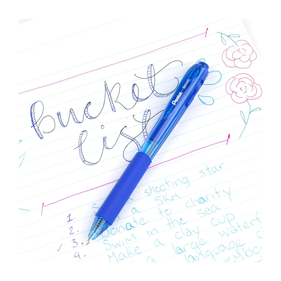 Pentel Wow! Retractable Ballpoint Pen, 1.0mm, Blue Ink, 12PK