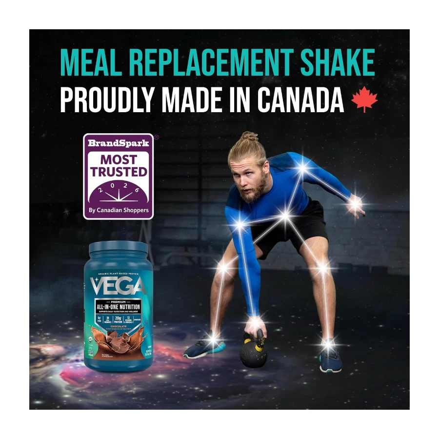 Vega Premium All-in-One Nutrition Protein Powder – 20g Plant-Based Vegan Protein, Vitamins & Probiotics, Chocolate, 876g