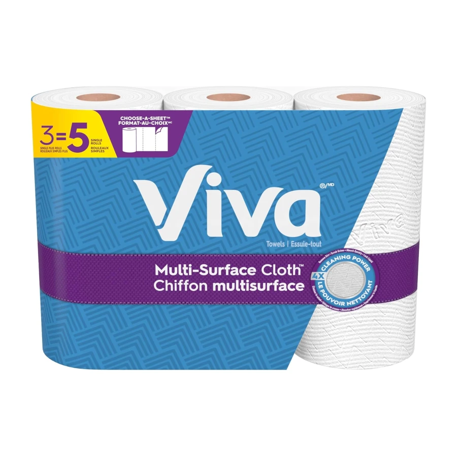 Viva Multi-Surface Cloth Paper Towels, 3 Big Rolls, 83 Sheets/Roll | 3 Big Rolls = 5 Regular