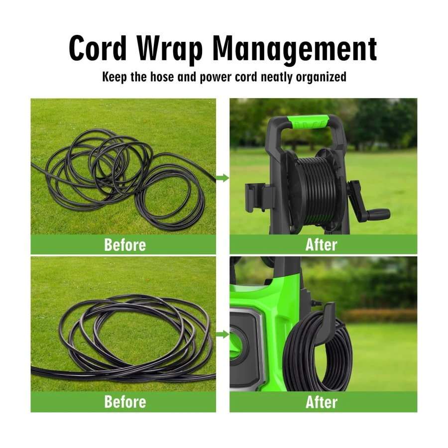 5500PSI Max Wall-Mounted Pressure Washer, Electric Pressure Washer, Remote Controlled Power Washer with 100ft Replaceable & Retractable Reel, Wall Hanging Pressure Washer
